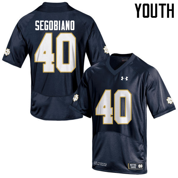 Youth NCAA Notre Dame Fighting Irish #40 Brett Segobiano Stitched College Under Armour Authentic Navy Blue Football Jersey WM10K05BF